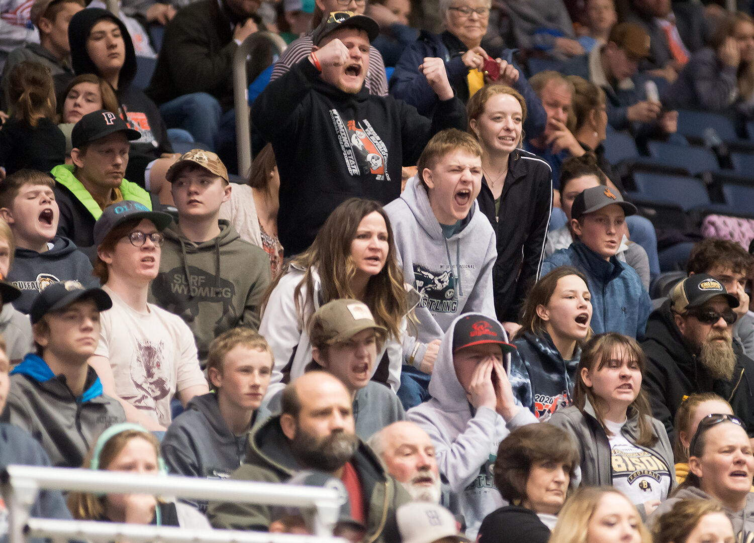 Buffalo fans yell in support of BHS wrestlers Clay Reiner and Hunter Pope